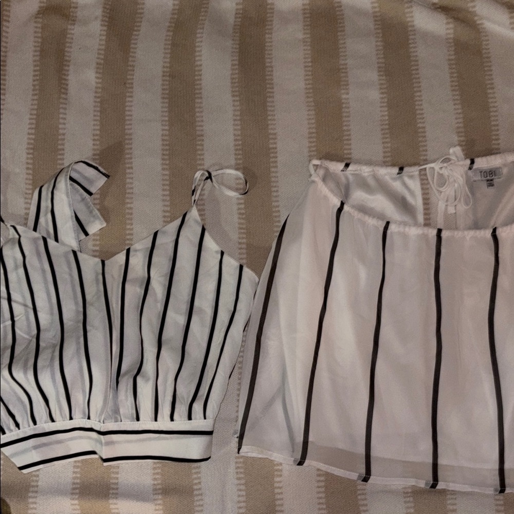Tobi Black and White Striped Two-Piece Bundle Small and Medium